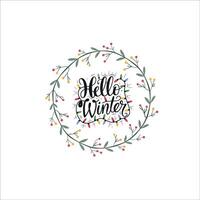 Hello Winter Text Art with Bold and Cursive Letters vector