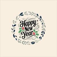Stylish Typography with Floral Element for New Year 2025 vector