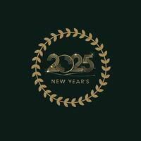 Gold Accented New Years 2025 Design with Emerald Gradient vector