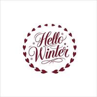 Hello Winter Typography with Cozy Seasonal Elements vector