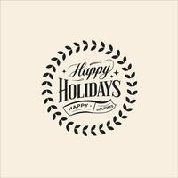 Holiday Cheer with Decorative Elements and Happy Holidays Script vector