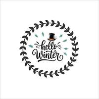 Minimalist Hello Winter Typography with Top Hat vector
