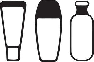 set of simple icons of rectangular jars and tubes for care and decorative cosmetics vector