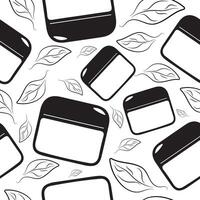 seamless pattern with small rectangular cream jars and leaves arranged randomly, for a variety of patterns and designs vector
