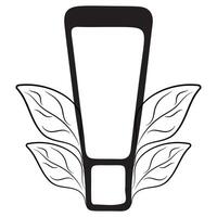 simple black and white icon of a rectangular cosmetic tube with leaves on two sides meaning naturalness vector