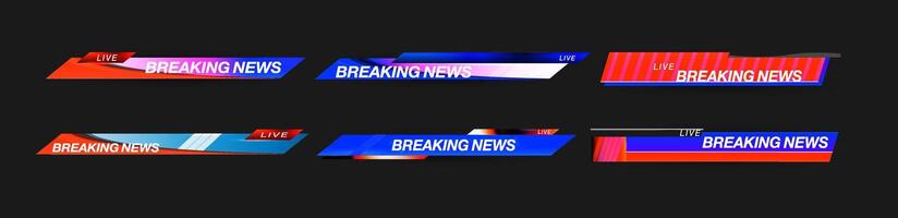 Colorful breaking news graphics with animated text for live broadcasts. vector