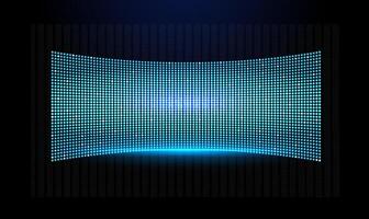 Digital display screen with vibrant blue lights in a curved design creating a futuristic atmosphere vector