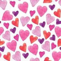 Seamless pattern with hand-drawn watercolor hearts on a white background. Valentine's day texture for design of wrapping paper, postcards, fabric and other souvenir products vector