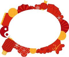 Happy Chinese new year Chinese new year template for your text ovel for show product. transparent background graphic Greeting card. China frame with lantern vector