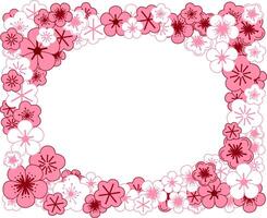 Graphic cherry blossom sakura oval frame in rectangle design vector