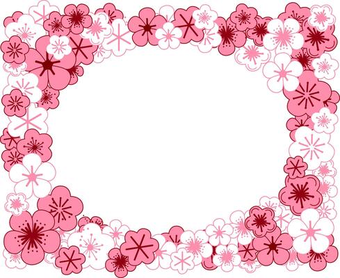 Graphic cherry blossom sakura oval frame in rectangle design