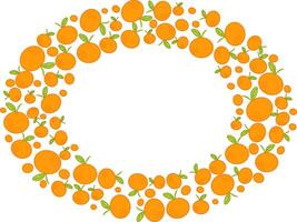 Summer banner oval frame with mandarins. illustration, narrow graphic template background with oranges vector