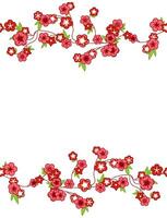 Card border seamless with graphic sakura branch cherry blossom design. illustration frame. vector