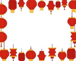 Happy Chinese new year . Chinese new year frame template for show product. Greeting card. graphic China frame with lantern on transparent background. vector