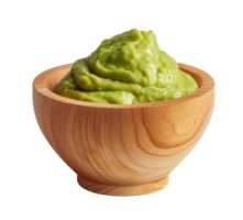 Bowl with guacamole isolated on transparent background, top view png