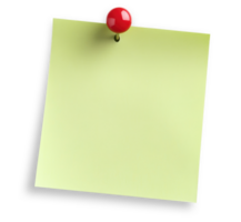 Vide vert papier Remarque avec pousser épingle isolé sur transparent Contexte png