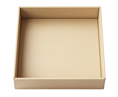 Empty cardboard box isolated on transparent background, top view png