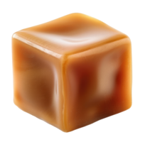Caramel cube isolated on transparent background png
