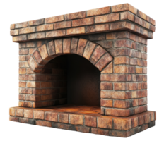 Brick fireplace isolated on transparent background png