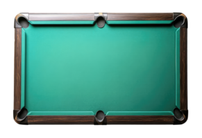 Empty billiard table isolated on transparent background, top view png