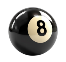Black billiard ball with number eight, cut out png