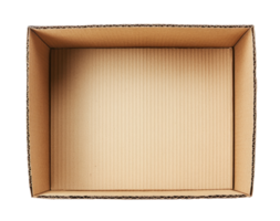Empty cardboard box isolated on transparent background, top view png