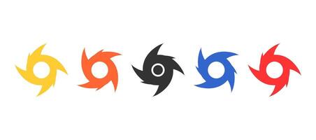 Hurricane disaster symbol design in set. Illustration for information, education, warning, colours vector