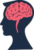 Side view of a stylized human head with a highlighted brain vector