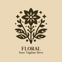 Floral Simple Logo Design With Cream Background vector
