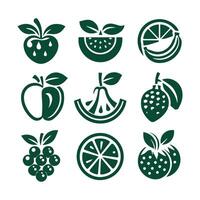 Fruits Set Collection Silhouette vector