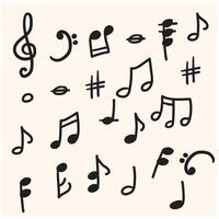 Music note With illustration style doodle and line art vector