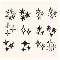 Stars doodle sparkling with background cream vector
