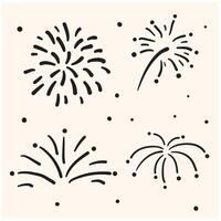 firework new year decoration doodle style vector