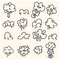 Smoke puff clouds With illustration style doodle and line art vector