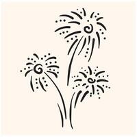 doodle firecrackers fireworks with background cream vector