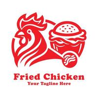 Logo Simple Fried Chicken Illustration With Red Concept vector