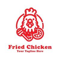 Simple Logo Fried Chicken Illustration With Red Concept vector