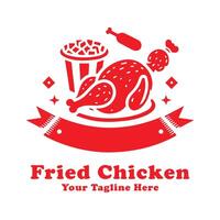 Logo Simple Fried Chicken Design With Red Concept vector