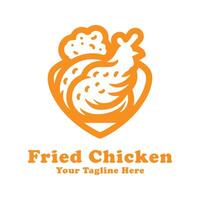 Logo Fried Chicken Simple Design With Flat Background vector