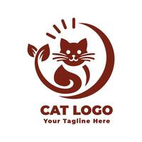 Cat Logo Simple Design Illustration With Brown Concept And With Background vector