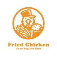 Logo Fried Chicken Simple Illustration With Orange Concept vector