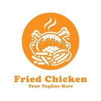 Simple Fried Chicken Logo Illustration With Flat Background vector