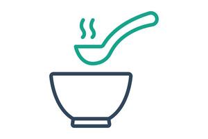 Soup icon. line icon style. bowl with spoon. icon related to meal. meal elements illustration vector