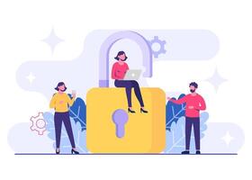 Ensuring data confidentiality, Password secure access, Data protection, Cyber security, Internet security, information privacy, Account protection flat illustration vector