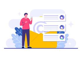 Using email marketing campaigns to engage with the target audience flat illustration concept, Online business strategy, Advertising, Email newsletter, messaging vector