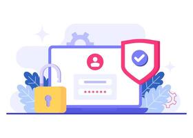 Password-enabled secure data access, Data protection, Cyber security, Internet security, information privacy, Account protection flat illustration for landing page, app, infographic, poster vector