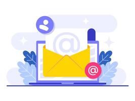 Engaging with the target demographic using a personalized email marketing campaign flat illustration concept, Online business strategy, Advertising, Email newsletter, messaging vector