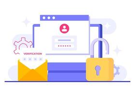 People implement two-step verification to ensure security, OTP, Authentication password, One-time password for secure login for a account or app, Login page on computer screen vector
