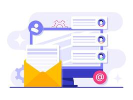 Approaching potential customers through a focused email campaign flat illustration concept, Online business strategy, Advertising, Email newsletter, messaging vector
