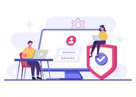 Account protection flat illustration, Password secure access, Data protection, Cyber security, Internet security, information privacy vector
